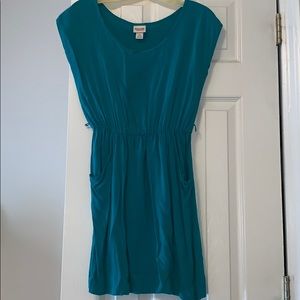 Teal Short Sleeve Dress with Pockets